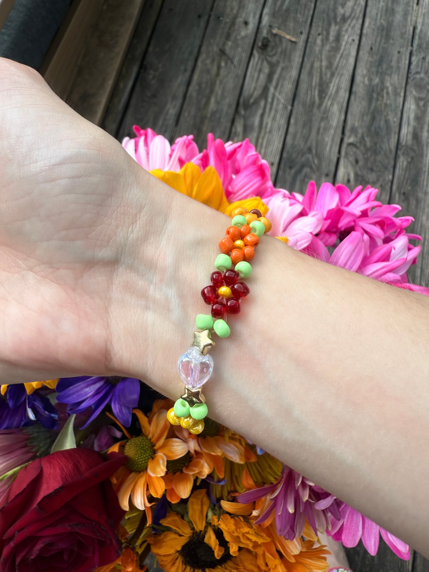 “Solar Bloom” Seed Bead Bracelet