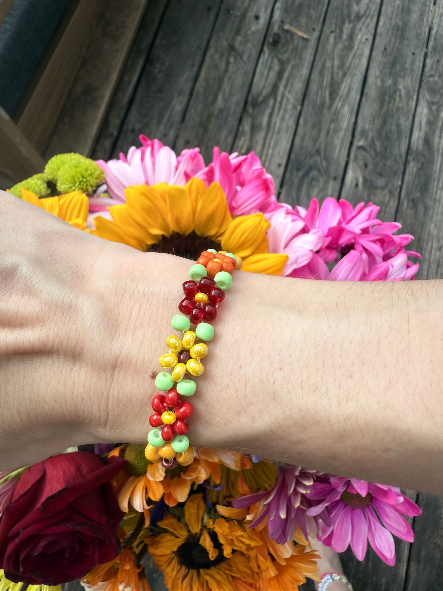 “Solar Bloom” Seed Bead Bracelet