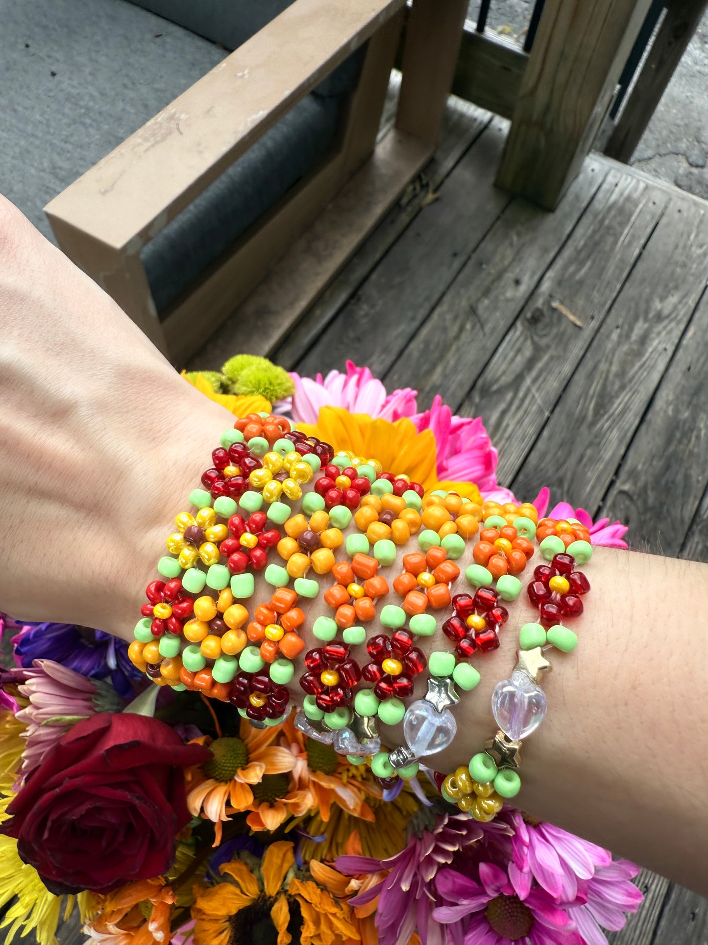 “Solar Bloom” Seed Bead Bracelet