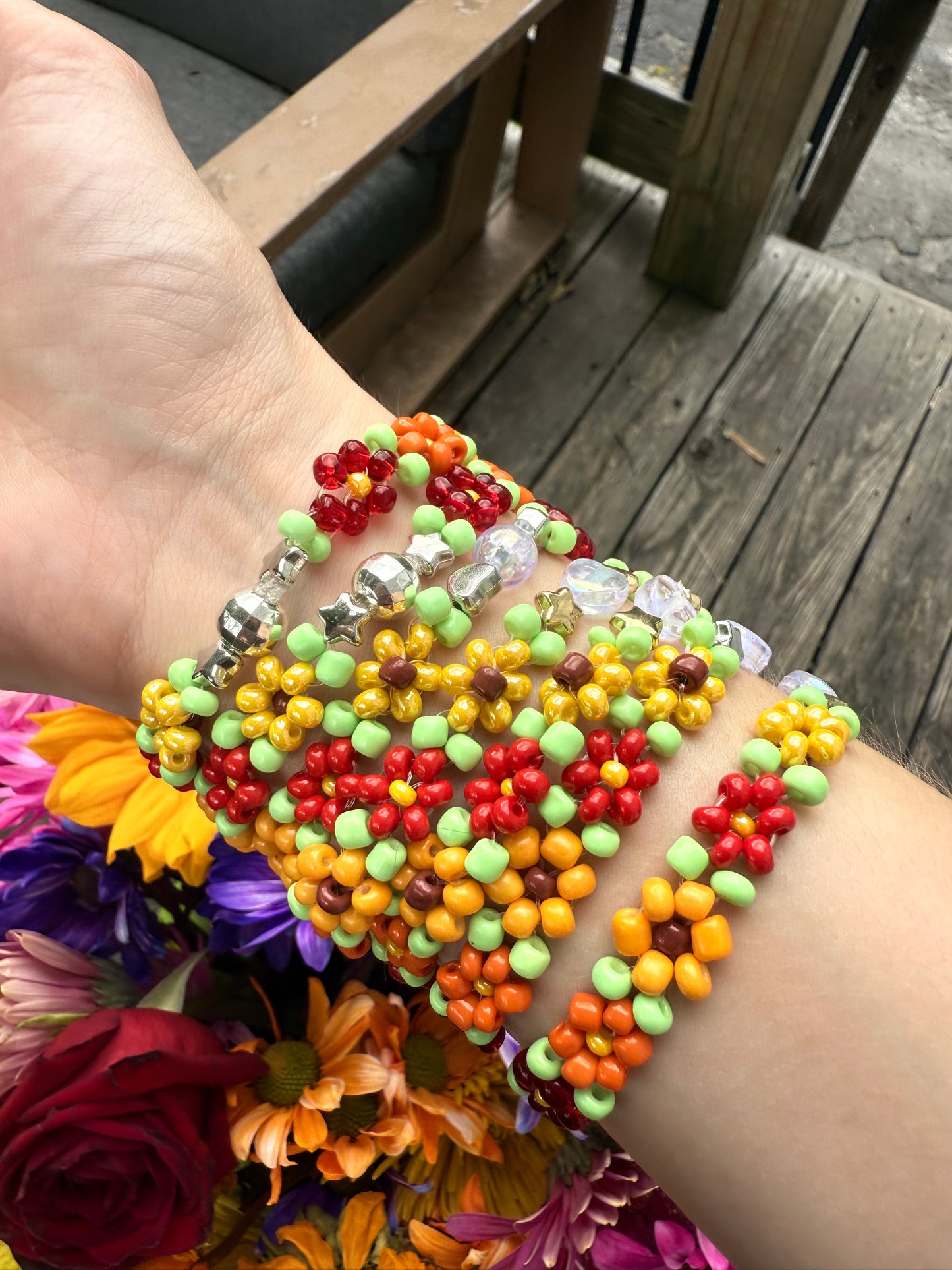 “Solar Bloom” Seed Bead Bracelet
