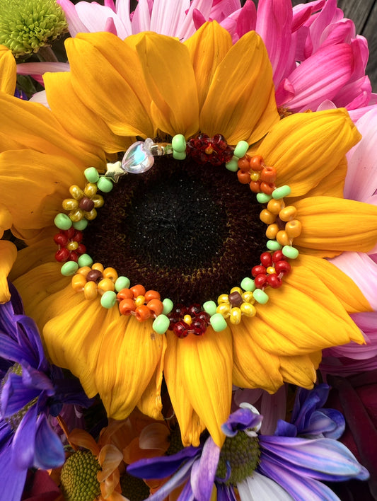 “Solar Bloom” Seed Bead Bracelet